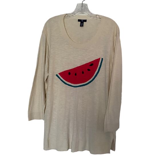 GAP Factory Women's Size 2XL Watermelon Graphic Lightweight Sweater XXL Picnic - Picture 1 of 9
